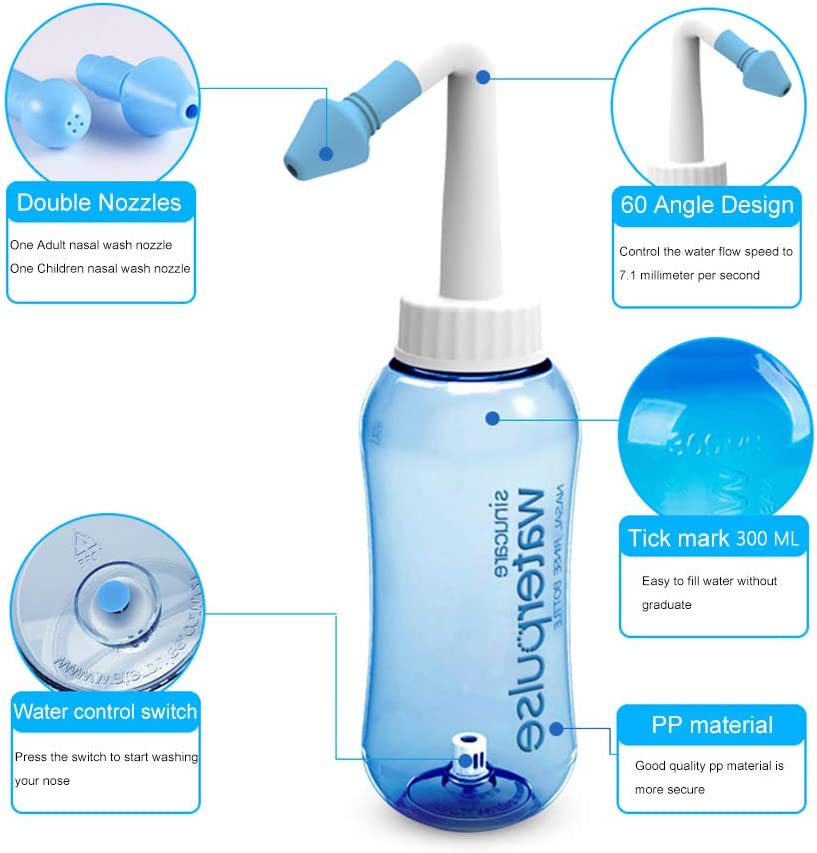 Neti Pot Nasal Rinse - 300/500ml Nasal Irrigator Rinse Bottles Waterpulse