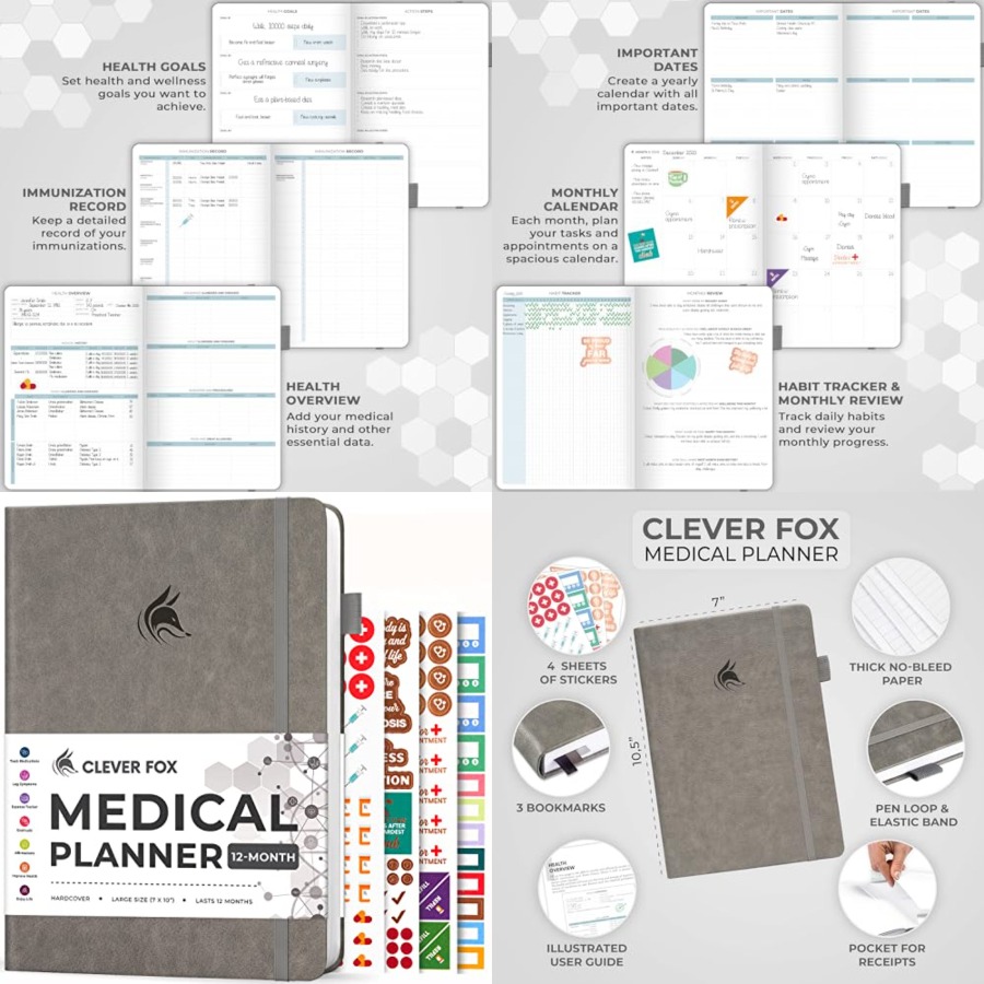Large Medical Planner 12-Month - Health Wellness Planner recensione e prezzo