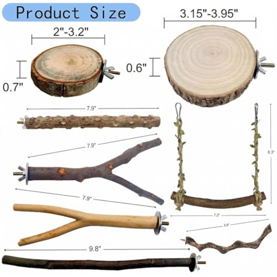 8PCS natural wood bird perches - Health & Wellness Gordon Edlin recensione e prezzo